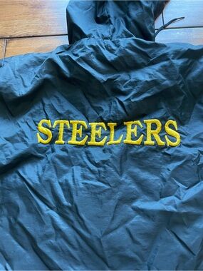 NFL Black Windbreaker Jacket with Yellow STEELERS Embroidery